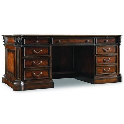 Bowery Hill Traditional Executive Desk In Distressed Dark And Rich