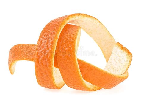 Orange Skin In Spiral Form Isolated On White Background Front View
