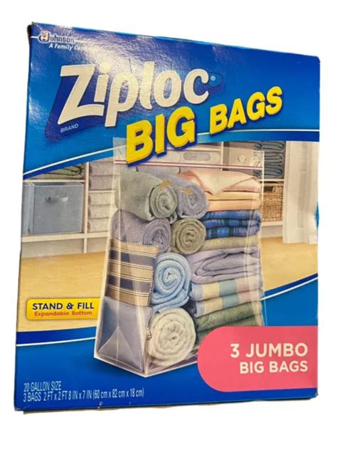 Ziploc Big Bag Double Zipper Jumbo Big Bags 3 Count 1750 Picclick
