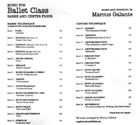 Asgard Productions Music For Ballet Class Marcus Galante