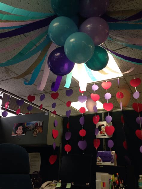 Cubicle/domestic birthday party decor, colombo, sri lanka. Birthday decor - blues and purples | Office birthday ...