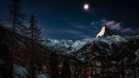 1920x1080 Moon At Pick Of Winter Mountains 1080p Laptop Full Hd