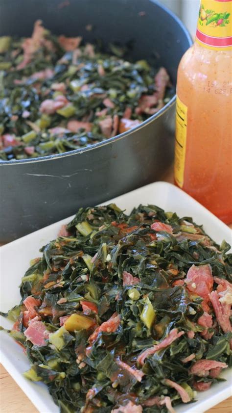 Collard greens are slow cooked with smoked turkey that is oh so tender. HPK taruh disini