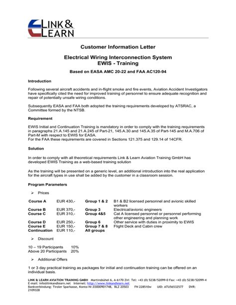 Customer Information Letter Electrical Wiring Interconnection