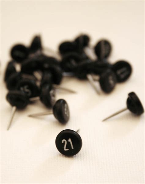 Numbered Push Pins 1 Through 25 White Print On Black