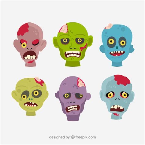 Premium Vector Cartoon Zombie Heads
