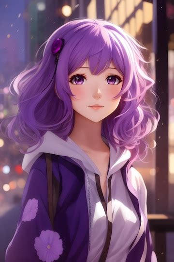 Premium Ai Image Purple Anime Girl Purple Hair Anime Girl Anime