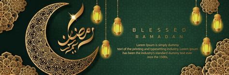 Ramadan Kareem Arabic Calligraphy Banner Premium Vector