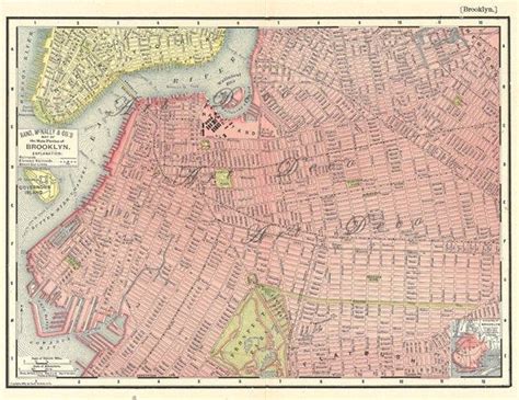 Map Of Brooklyn From 1895 A Printable Map In 600 Dpi For Etsy In 2021