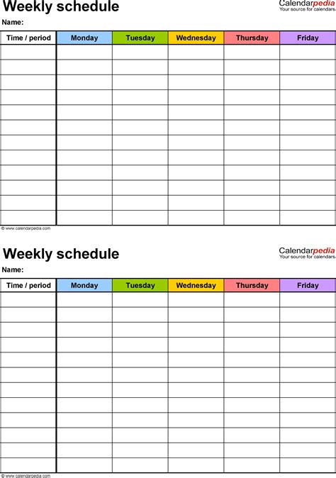 Printable Blank Weekly Employee Schedule - Calendar ...