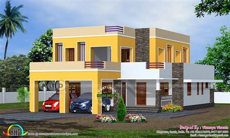2400 Square Feet 4 Bedroom Flat Roof Residence Kerala Home Design And