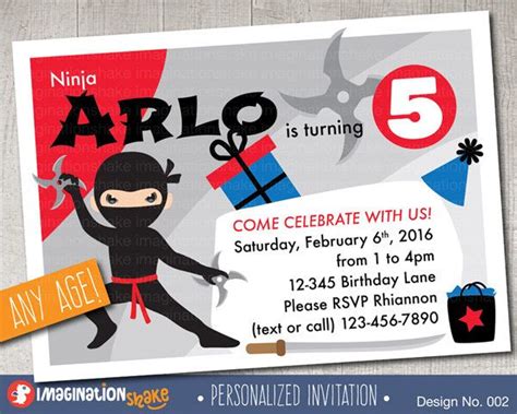 Personalized Ninja Birthday Party Invitation Printable / Ninja - Etsy