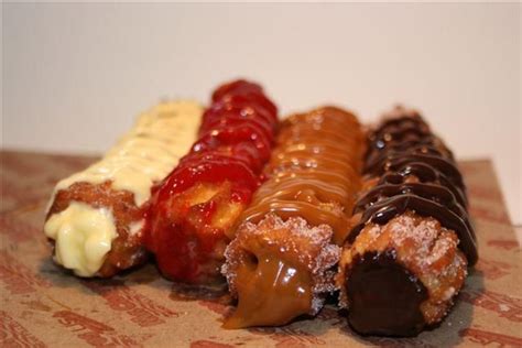Filled Churros With Different Flavors Chocolate Carmel Bavarian