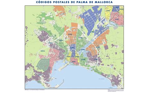 Aquí tienes tu mapa de mallorca para que tengas muy claro donde ir y perderte en esta inigualable isla. Palma de Mallorca. Códigos Postales | Mapa de pared tamaño ...