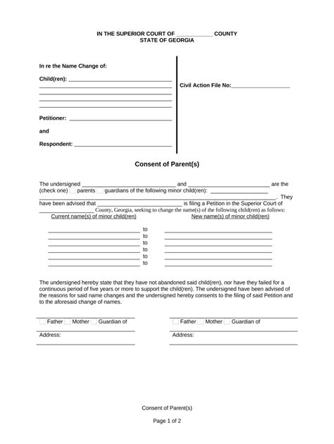 Georgia Change Minor Form Fill Out And Sign Printable Pdf Template