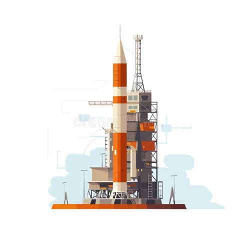 Rocket Launch Pad Vector Isolated Illustration Stock Illustration