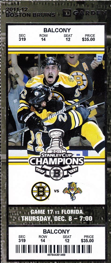 My Life Scanned Bruins Panthers Ticket 12811