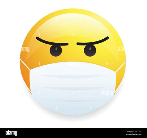High Quality Emoticon On White Background Face With Medical Mask Emoji