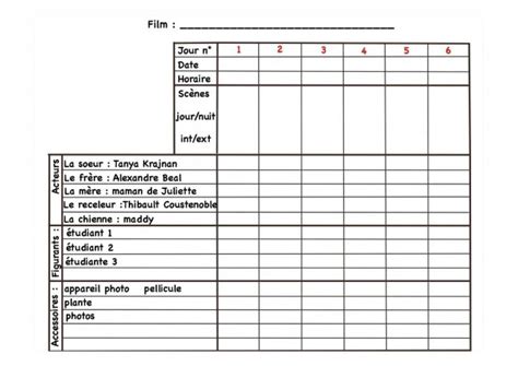 Plan De Travail Tournage Film Livraison Clenbuterolfr