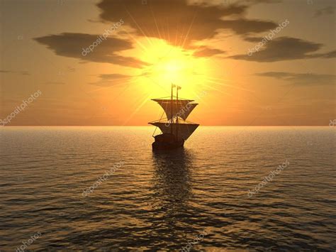 Ship And Sunset — Stock Photo © Galdzer 4193066