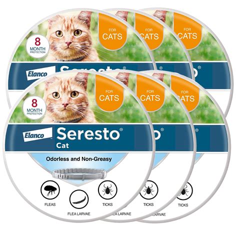 6 Pack Seresto 8 Month Flea And Tick Prevention Collar For Cats
