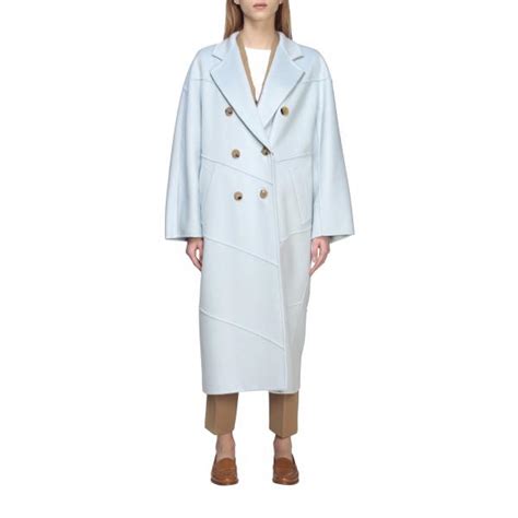 Max Mara Outlet Madame Tin Coat In Cashmere Gnawed Blue Max Mara