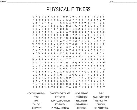 Physical Activity Word Search Wordmint Word Search