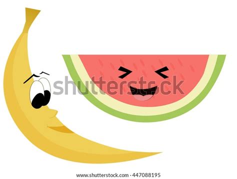 Cartoon Banana Watermelon Stock Vector Royalty Free 447088195