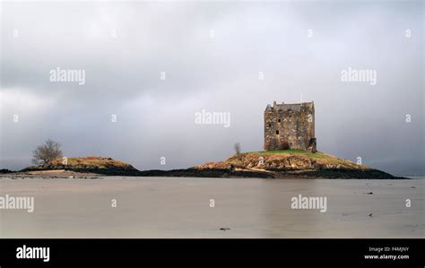Castle Stalker Loch Laich Argyll And Bute Scotland Before A Heavy