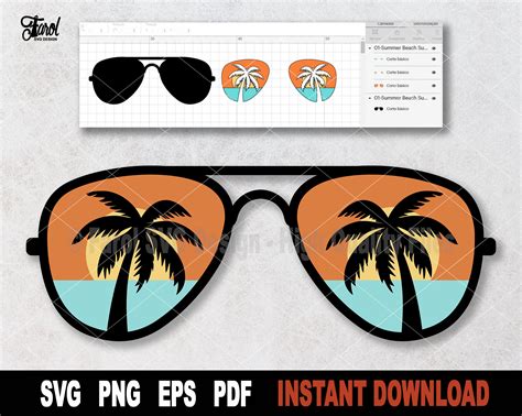 Sunglasses Svg Beach Palm Tree Sunglasses Svg File For Etsy