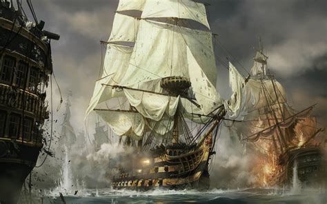 Wallpaper Boat Sailing Ship Video Games Sea Vehicle Artwork