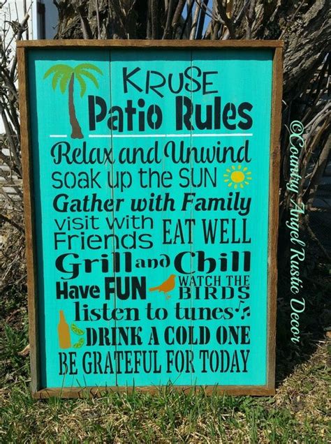 Patio Rules Personalized Rustic Patio Wood Sign Outdoor Etsy Rustic