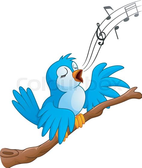 Illustration Of Cartoon Bird Sing On Stock Vector Colourbox