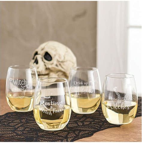 Cathy S Concepts Cathys Concepts Set Of Drink Up Witches Oz Stemless Wine Glasses Themed