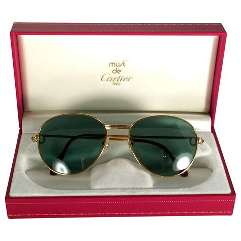 New Vintage Cartier Oval St Honore Gold 51mm 18k Plated Sunglasses France At 1stdibs