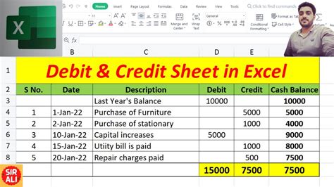 How To Make Debit And Credit Sheet In Excel Excel Excel Tutorial Youtube