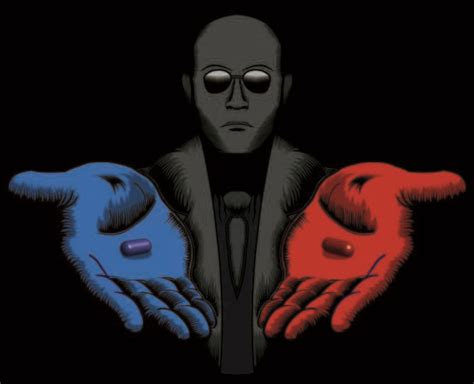 Morpheus Blue Pill And Red Pill Fan Art Snorting The Blue Pill And