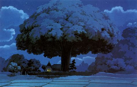 House Near Tree Painting Fantasy Art Anime Studio Ghibli My