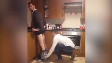 Man Loses His Balance After Friend Ripped His Trousers Off For A Prank