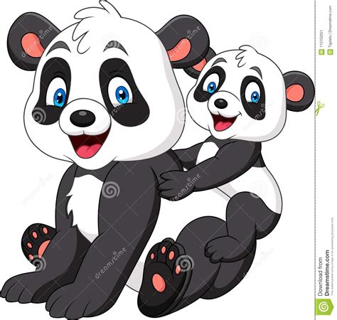 Cute Mother And Baby Panda Stock Vector Illustration Of Embrace