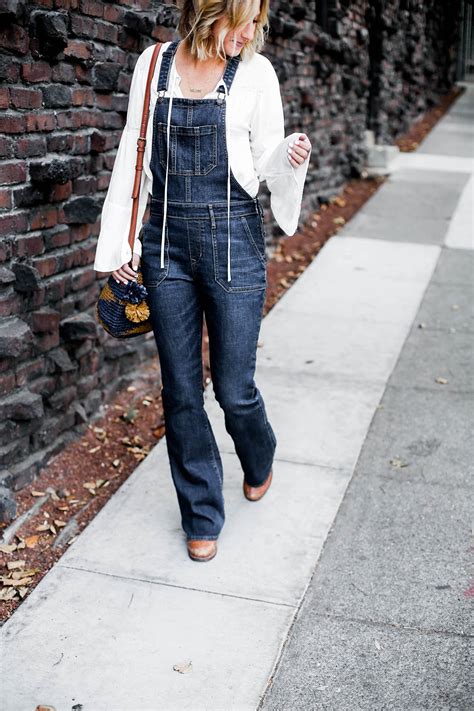 how to wear flare denim overalls from summer to fall advice from a twenty something