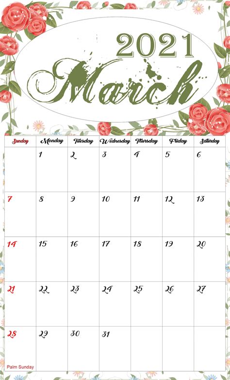 11th march, thursdaymaha the above is the list of 2021 religious holidays declared in hindu which includes observations, religious we also provide hindu holiday calendar for 2021 in word, excel, pdf and printable online formats. Floral March 2021 Calendar Printable - Free Printable ...