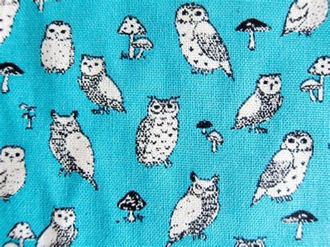 Animal Print Fabric By The Yard Cotton Linen Blend Owl