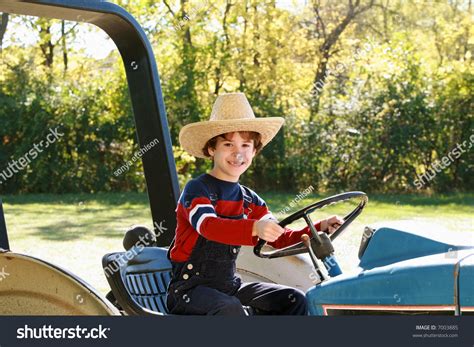 Little Farmer On Tractor Stock Photo 7003885 Shutterstock