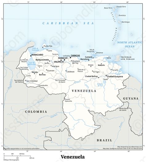 Venezuela Minimalist Political Vector Map Boundless Maps