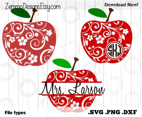 Free svg files for cricut & silhouette. svg files Teacher svg Apple flourish bundle. by ZemmaDesigns