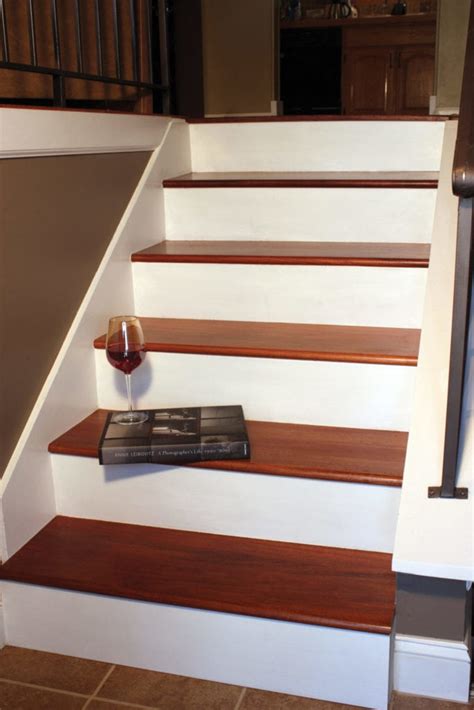 Using other types of material such as carpet will not look as elegant or clean as engineered hardwood. Remodel with Prefinished Stair Treads - Extreme How To