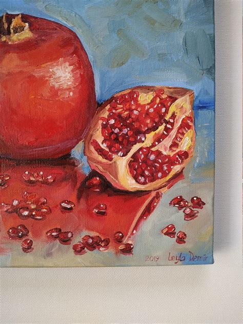 Pomegranate Fruit Still Life Original Oil Painting Modern Etsy