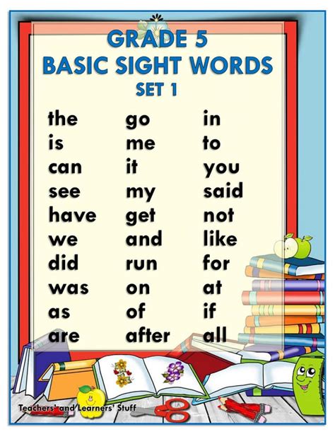 Basic Sight Words Grade 5 Free Download Depedclick