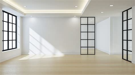 Empty Modern White Room Interior3d Render Photo Premium Download